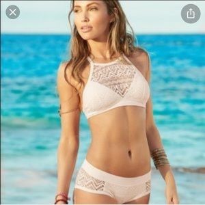 Cream adore me crochet bikini